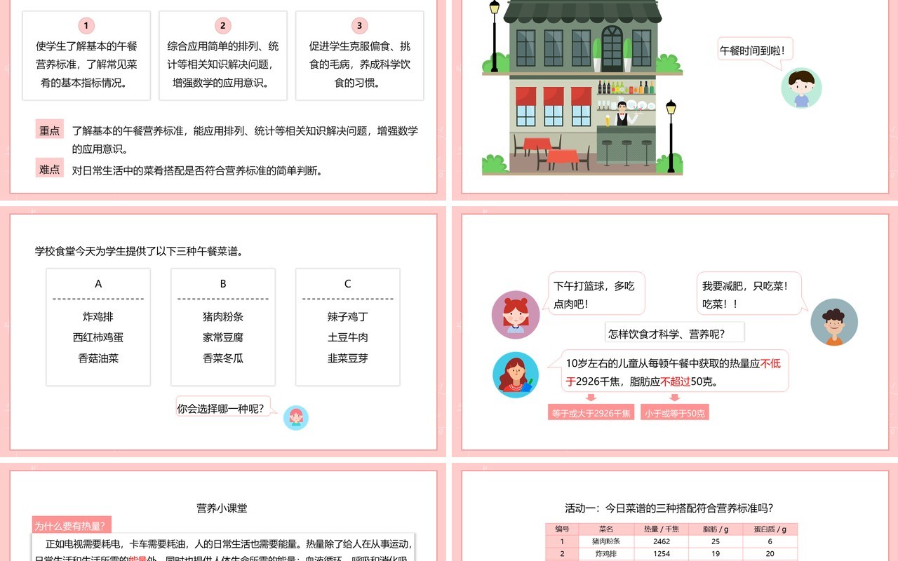 部编版四年级数学下册营养午餐课件PPT模板