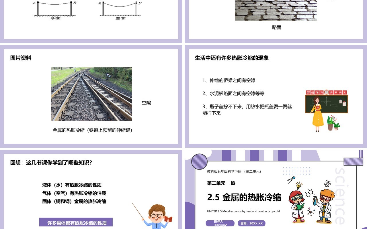 教科版五年级科学下册金属的热胀冷缩课件PPT模板