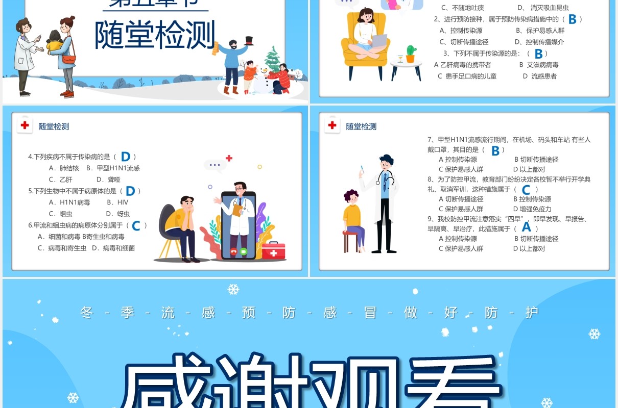 蓝色卡通风传染病预防宣传介绍课件PPT模板