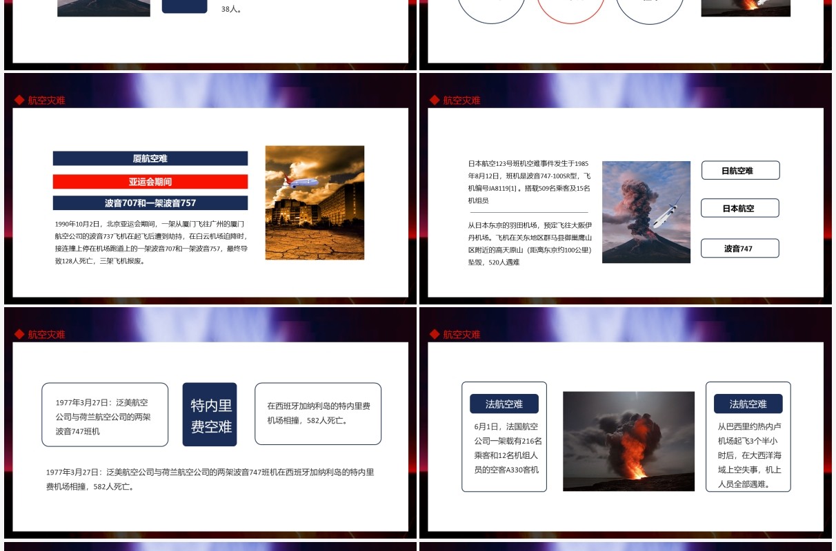 世界航空灾难飞机坠机坠落事件动态PPT模板