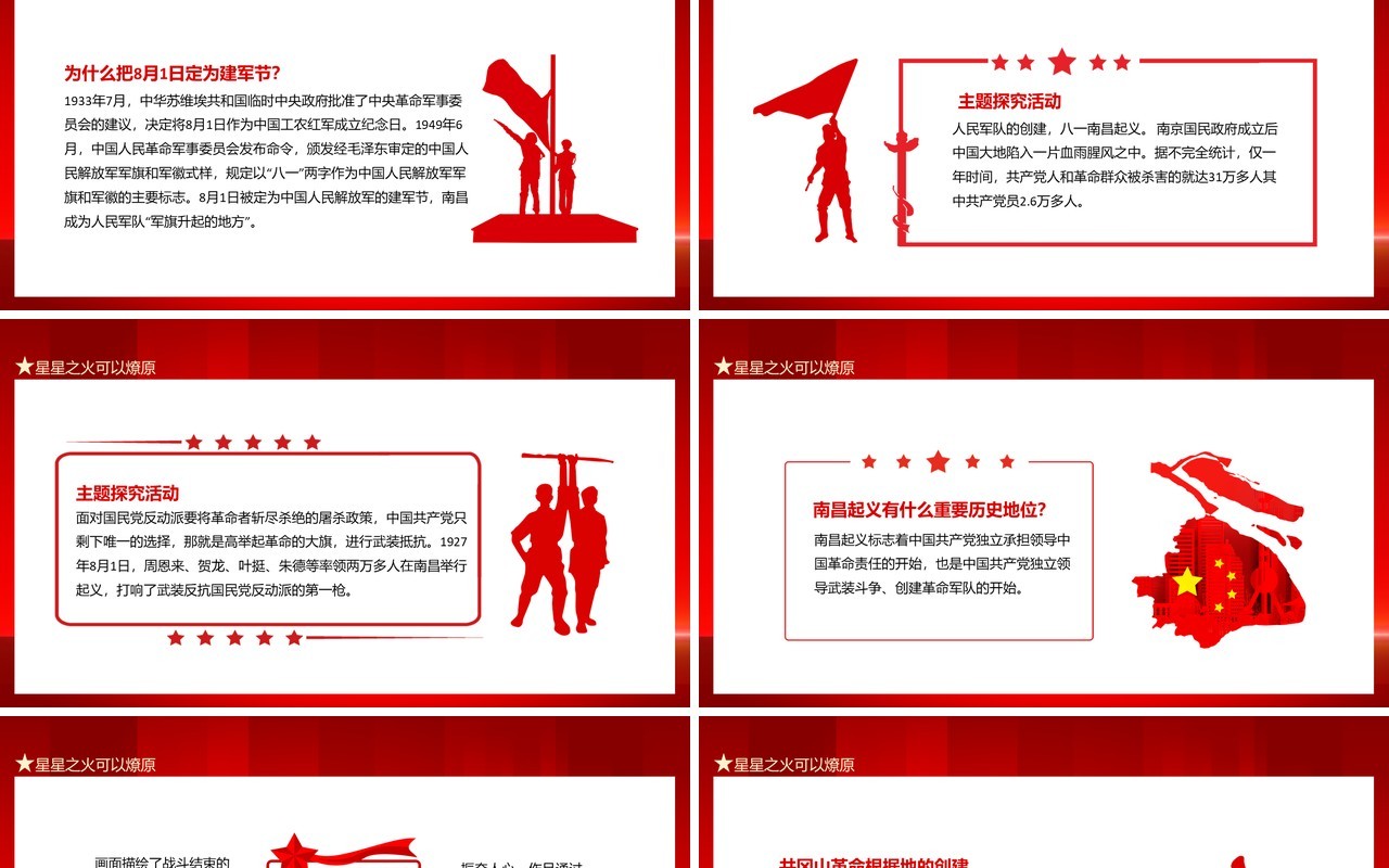 红色星星之火可以燎原南昌成为人民军队军旗升起的地方动态PPT模板