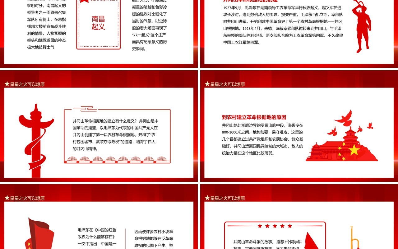 红色星星之火可以燎原南昌成为人民军队军旗升起的地方动态PPT模板