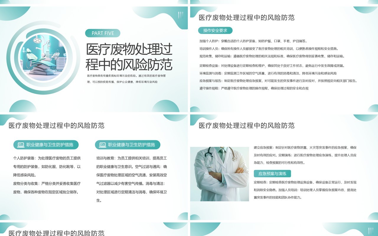 绿色简约风医疗废物管理技巧与措施PPT模板