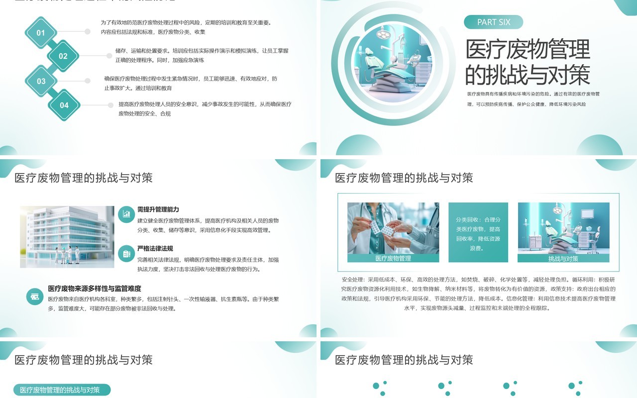 绿色简约风医疗废物管理技巧与措施PPT模板