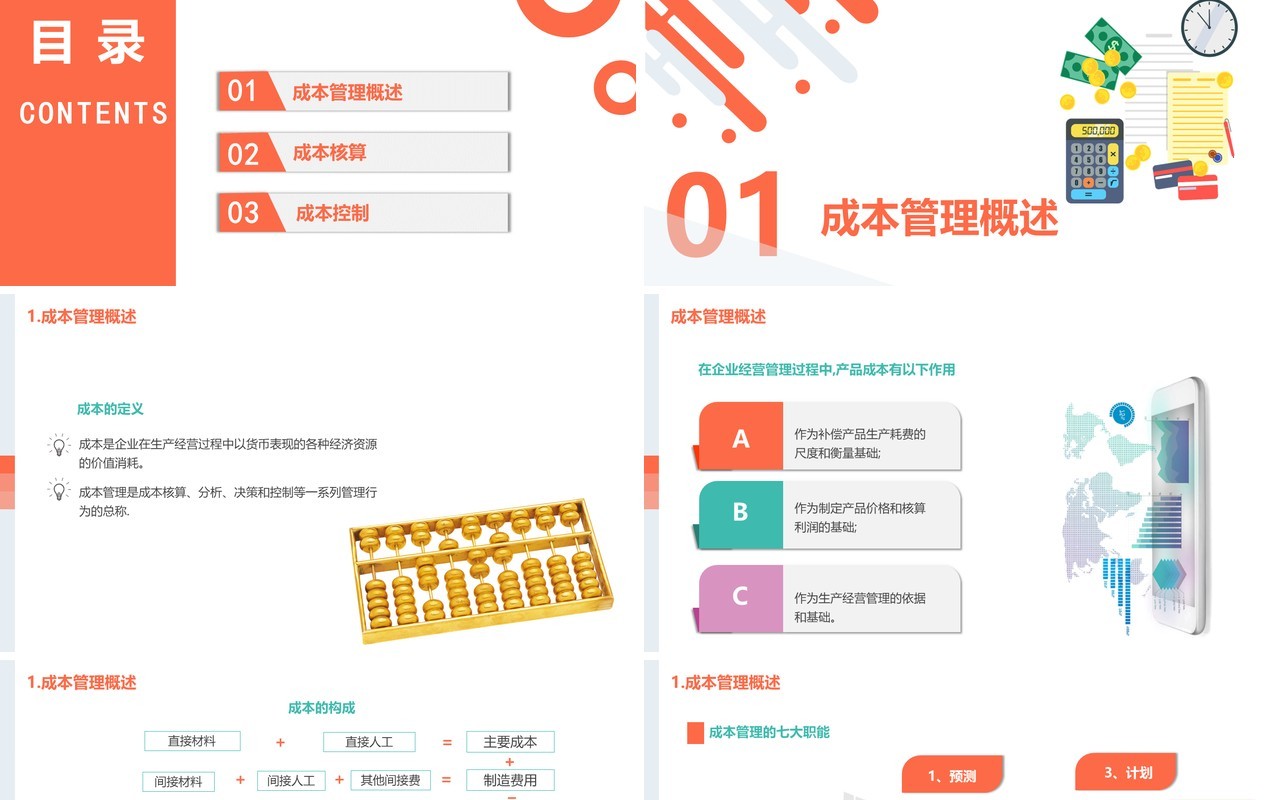 简约公司成本管理培训课件PPT模板