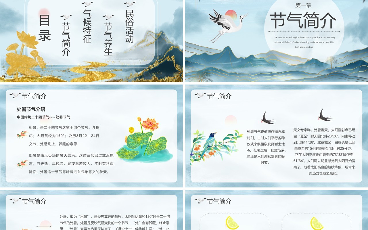 简约清新处暑介绍PPT模板