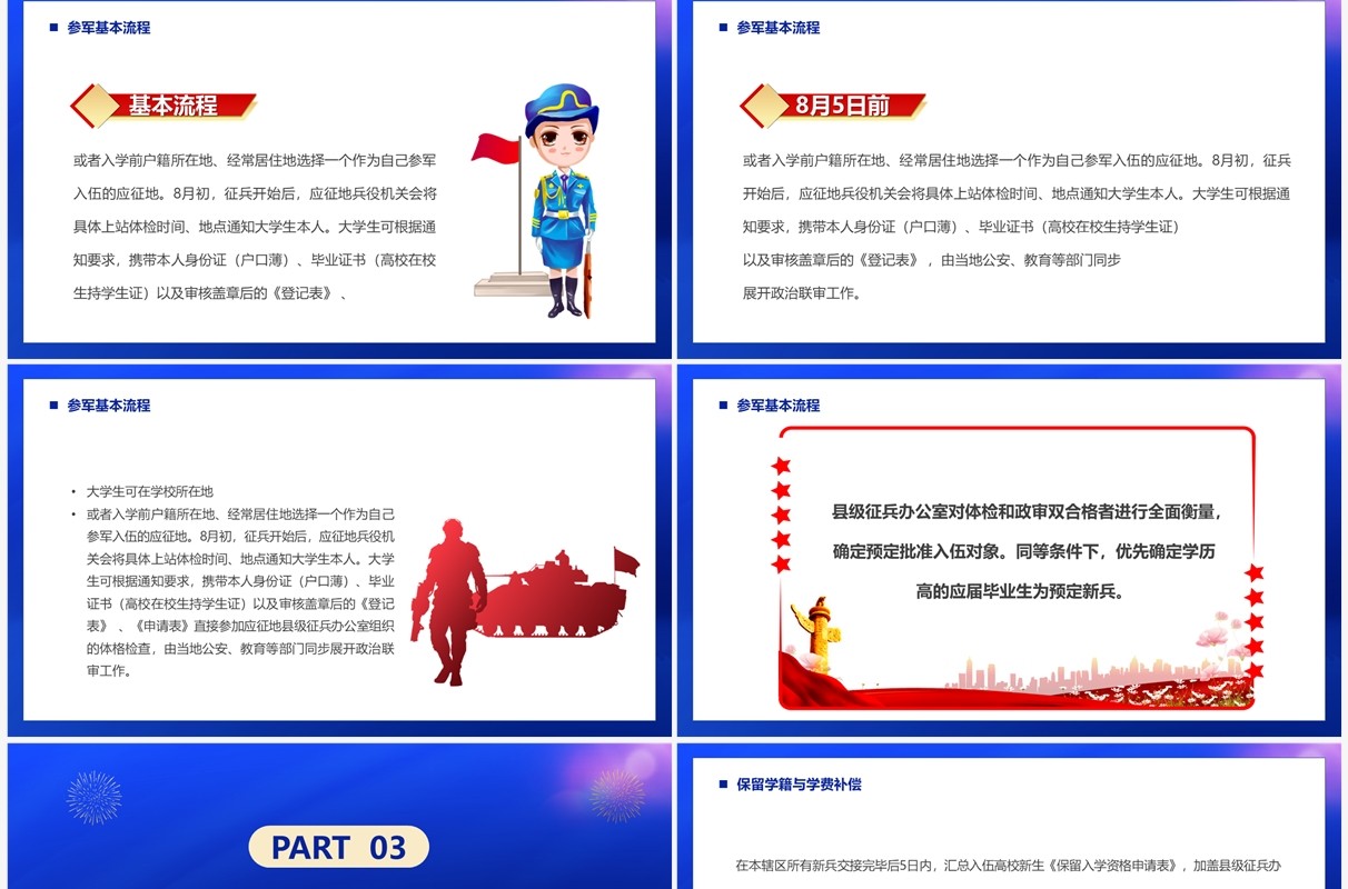 蓝色党政风我参军我光荣PPT模板