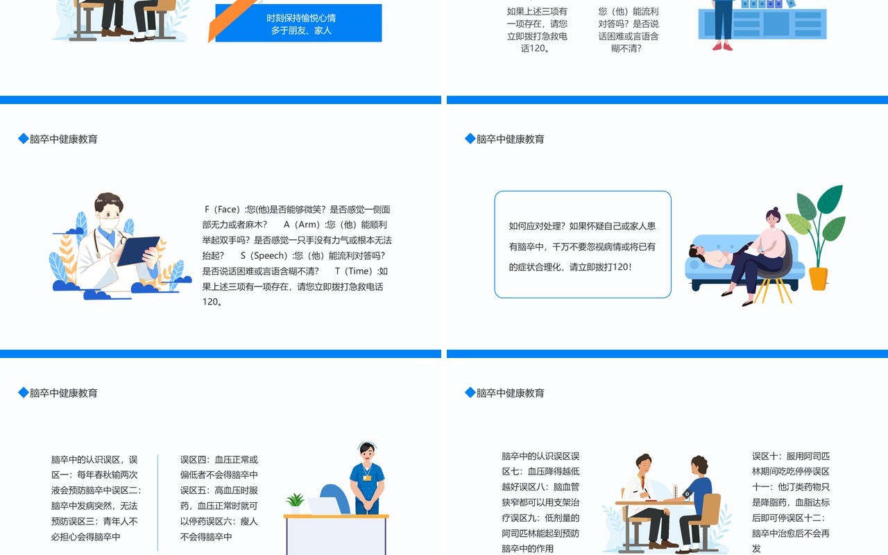 脑卒中危害预防应对健康教育指导动态PPT模板