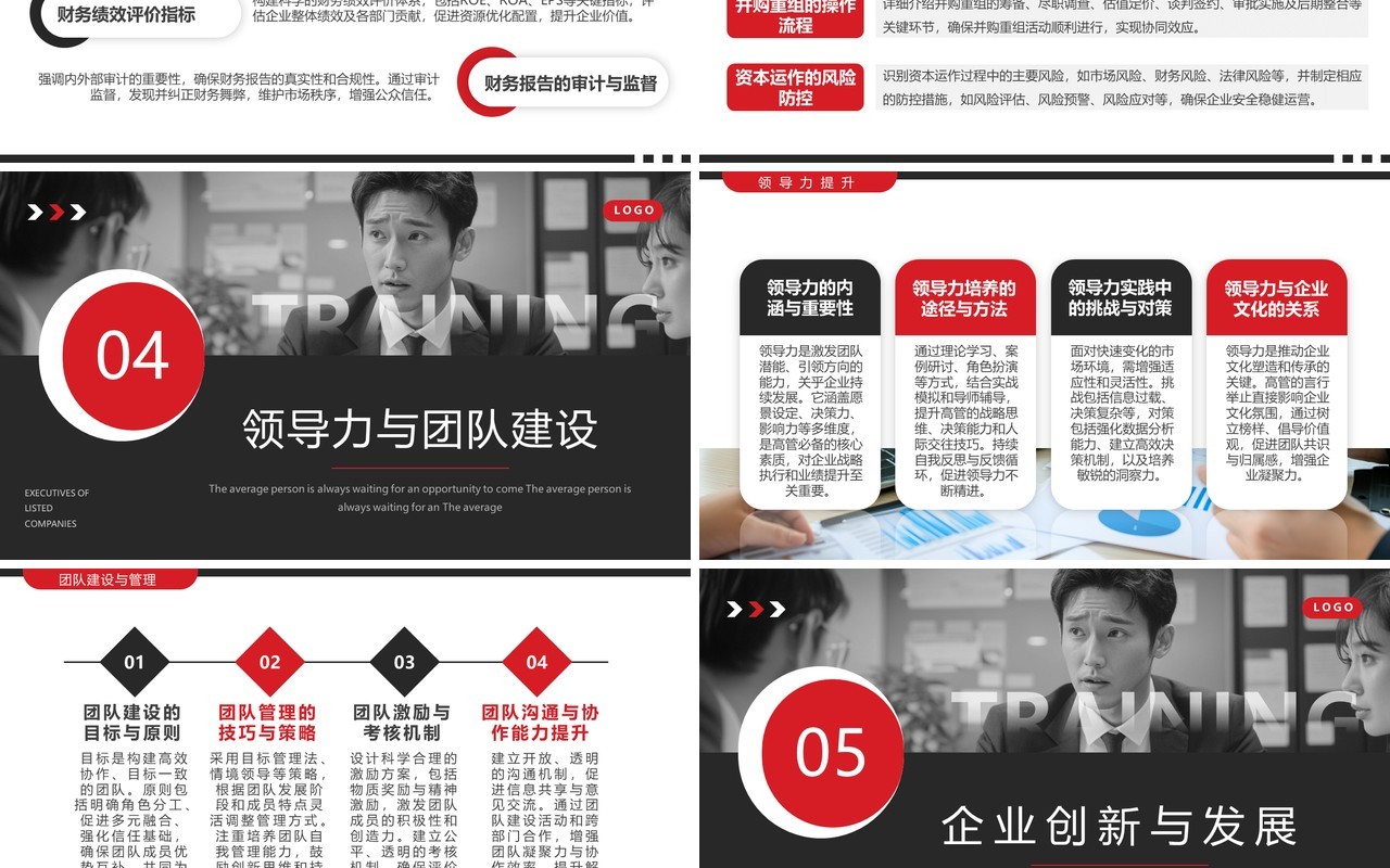 红黑商务风上市公司高管培训PPT模板