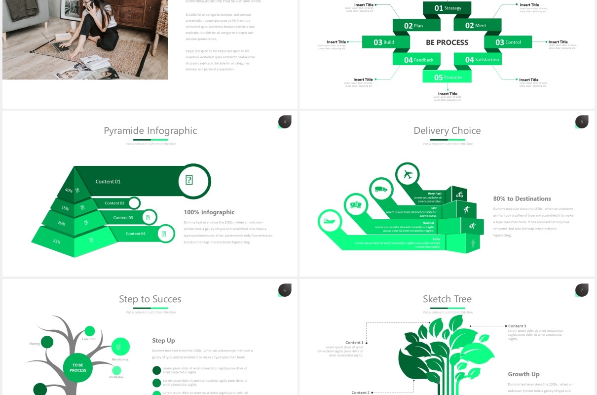 绿色简洁商务PPT数据可视化图表素材模板twenty 5 powerpoint template