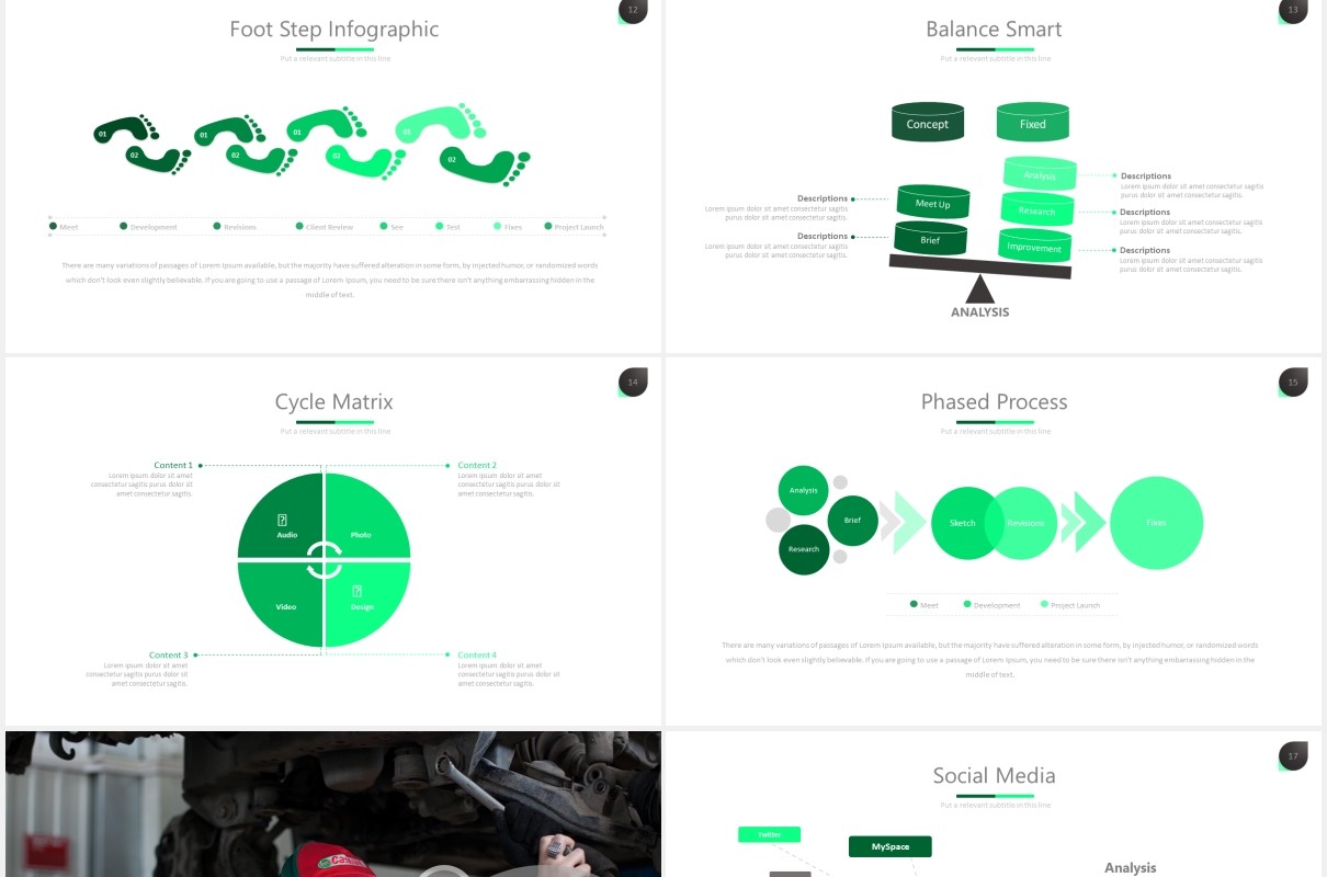绿色简洁商务PPT数据可视化图表素材模板twenty 5 powerpoint template