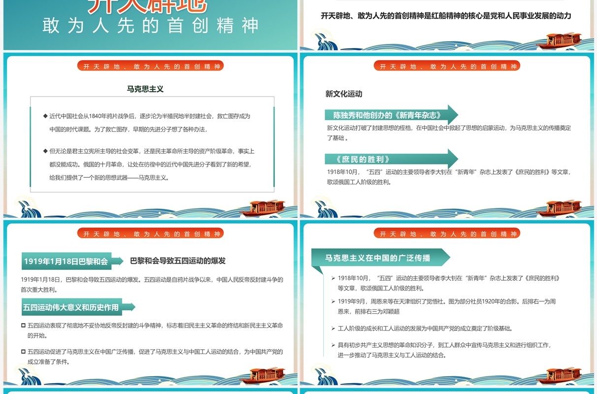 遥忆星火燎原红船初心不渝PPT模板
