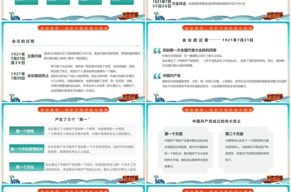 遥忆星火燎原红船初心不渝PPT模板