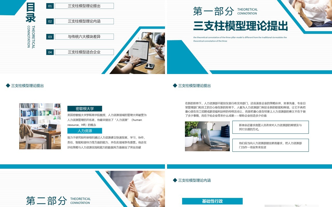 HR三支柱模型理论与传统六大模块差异培训PPT模板