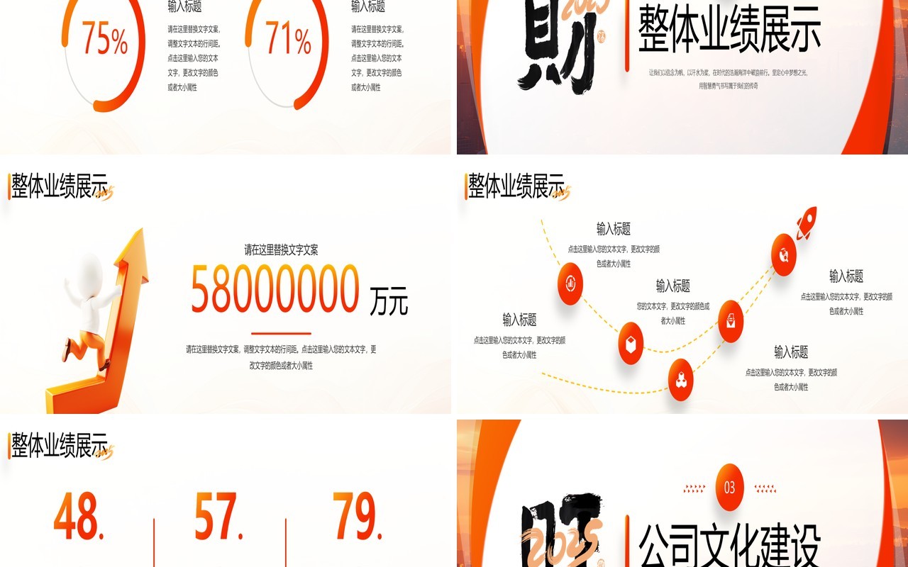 橙色励志风迎战2025年终总结报告PPT宽屏模板