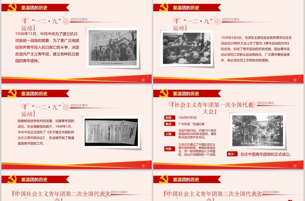 红色做合格共青团员纪念五四运动PPT模板党政党课