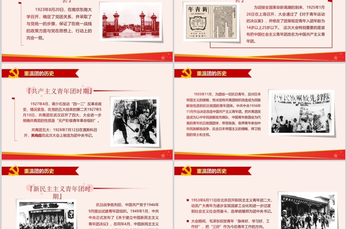 红色做合格共青团员纪念五四运动PPT模板党政党课
