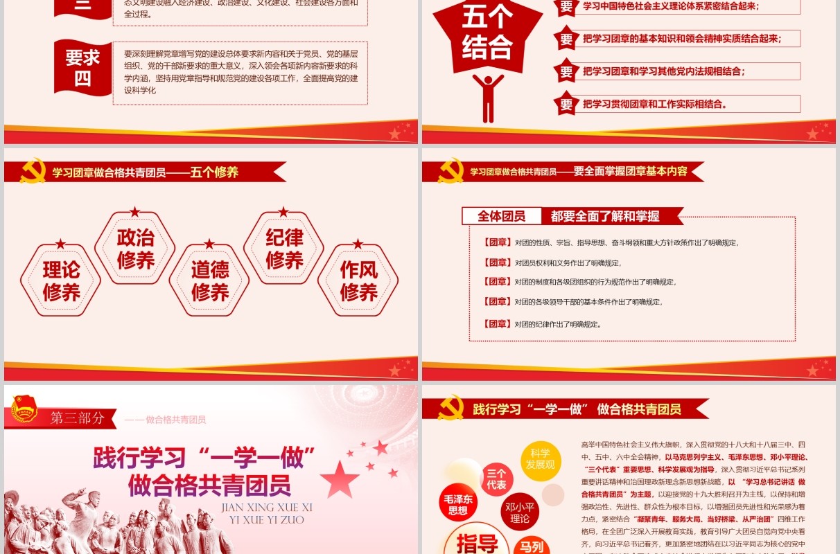 红色做合格共青团员纪念五四运动PPT模板党政党课