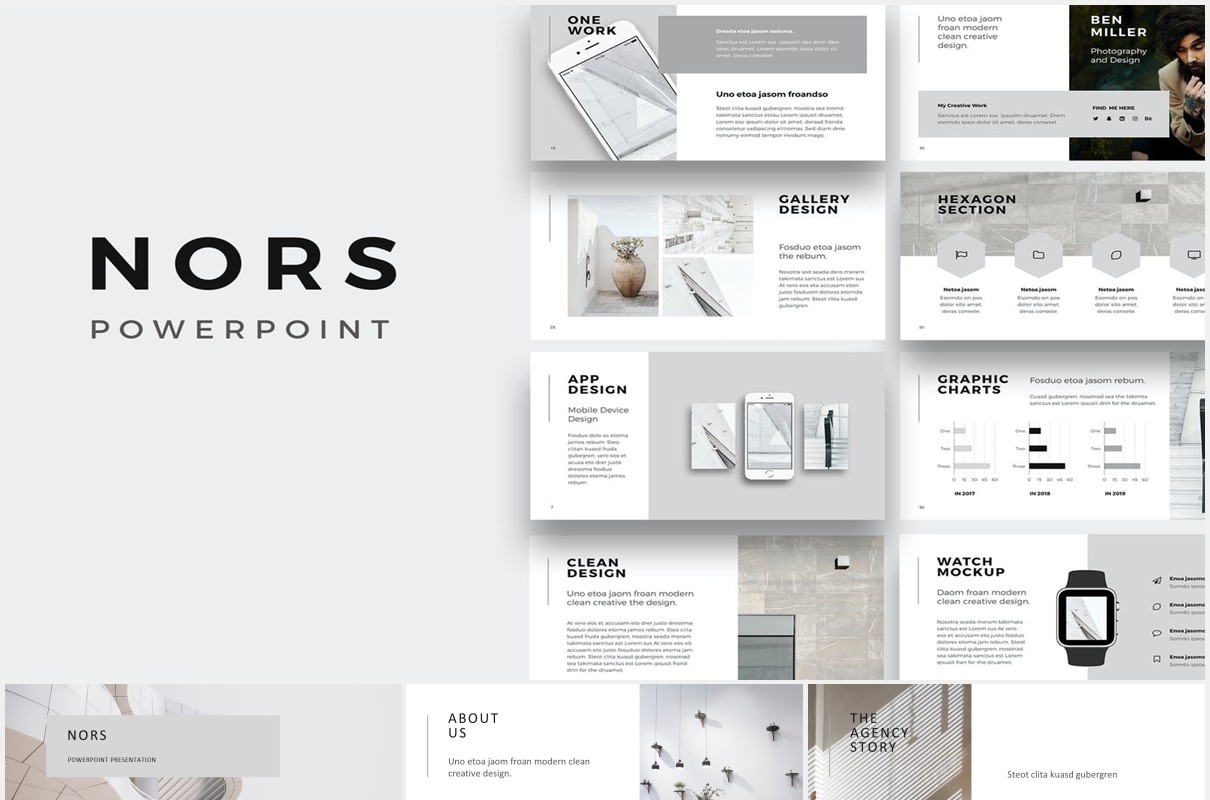 简约小清新图片排版展示宣传PPT模板NORS - Powerpoint Presentation Template