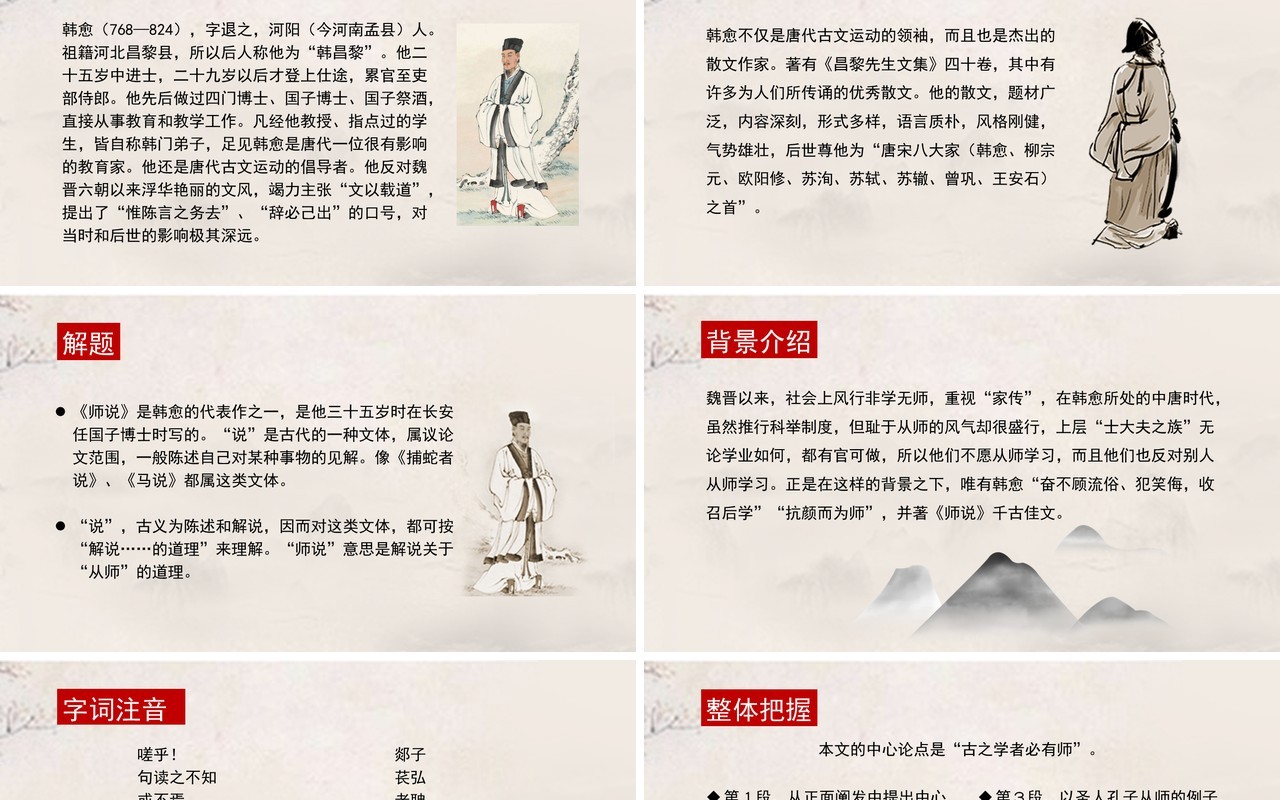 部编版高中语文必修三师说课件PPT模板