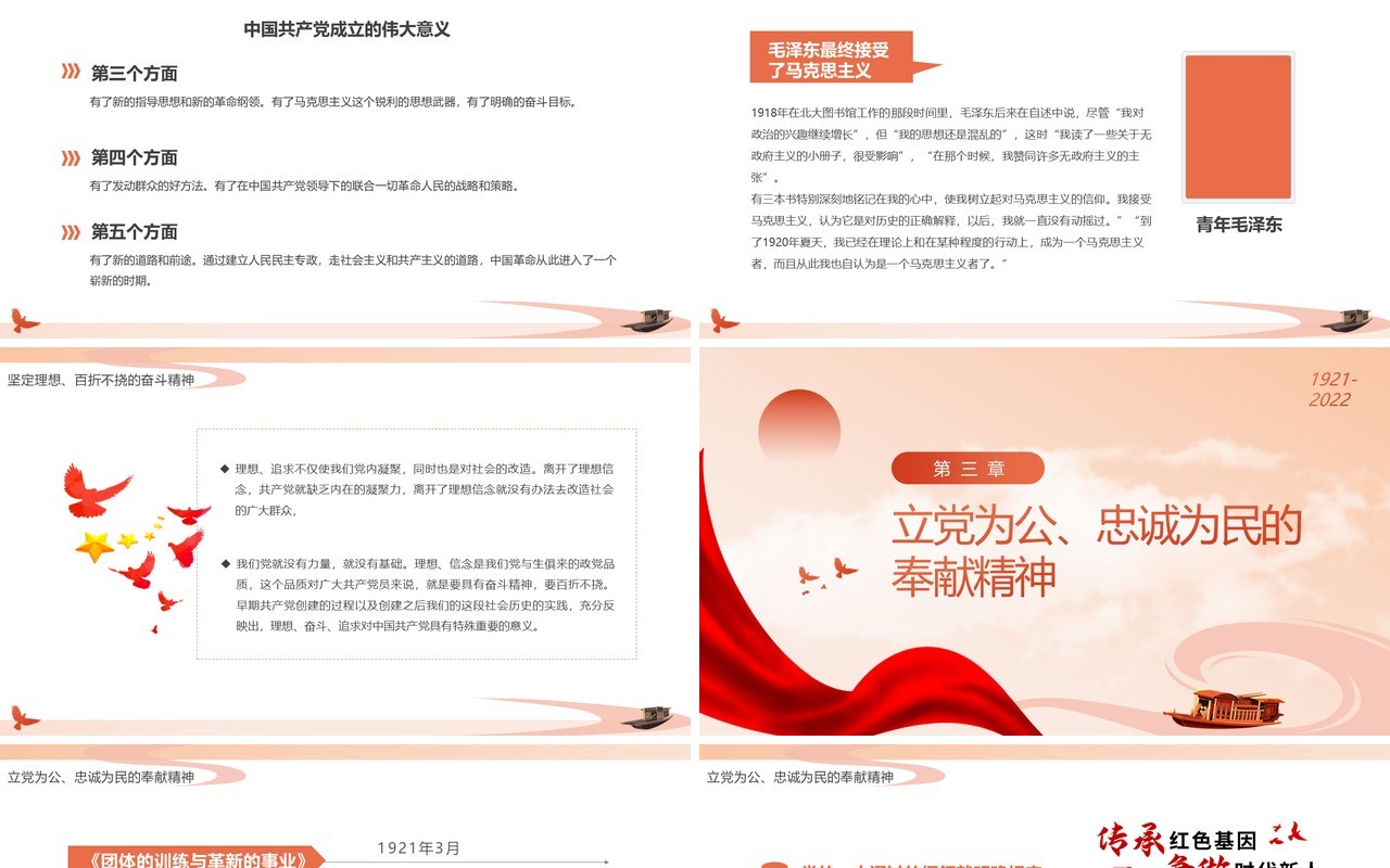 橙色简约风建党节喜迎党的二十大PPT模板