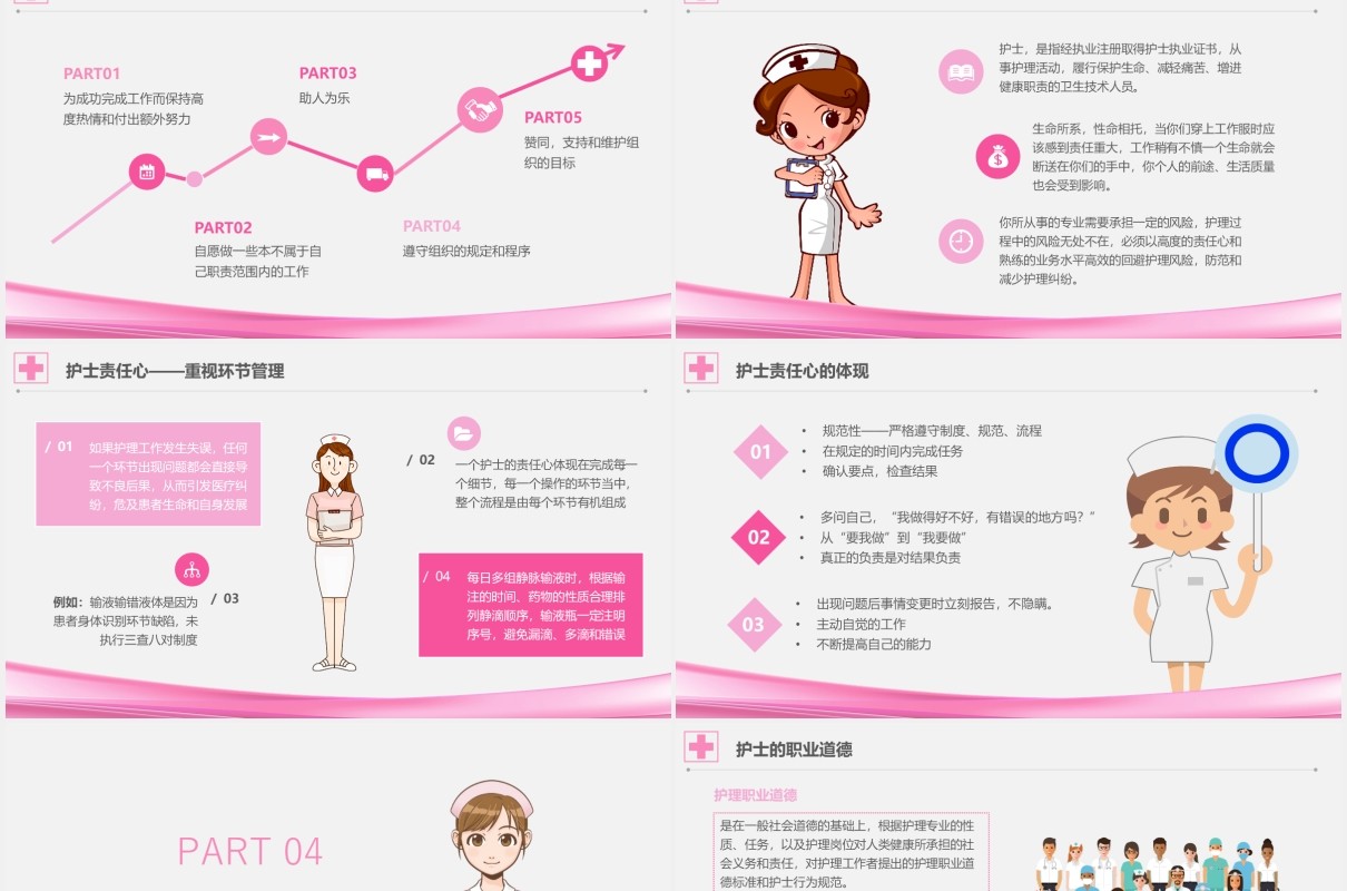粉色护士岗前培训医院PPT模板