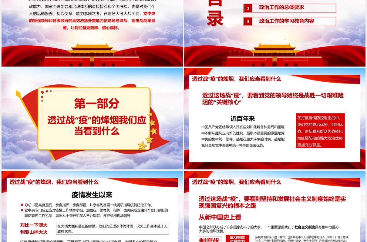 透过战疫的思考党政党建PPT模板