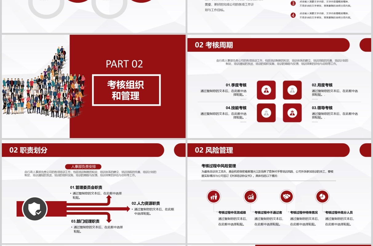 红色企业员工绩效考核管理PPT培训课件模板