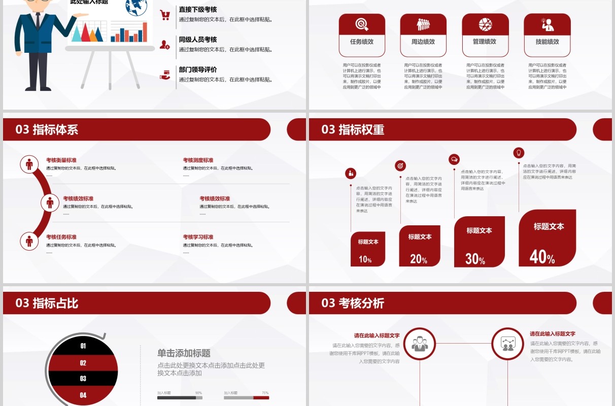 红色企业员工绩效考核管理PPT培训课件模板
