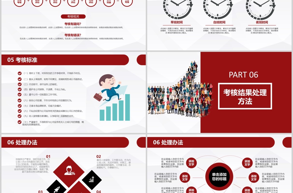 红色企业员工绩效考核管理PPT培训课件模板