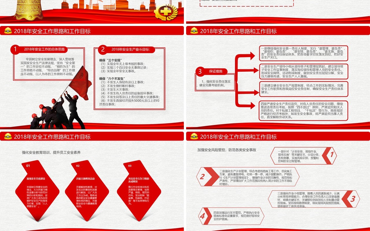 红色蓝色安全生产PPT模板安全汇报