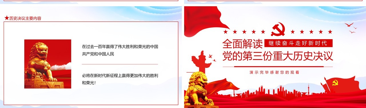 全面解读党的第三份重大历史决议动态PPT模板