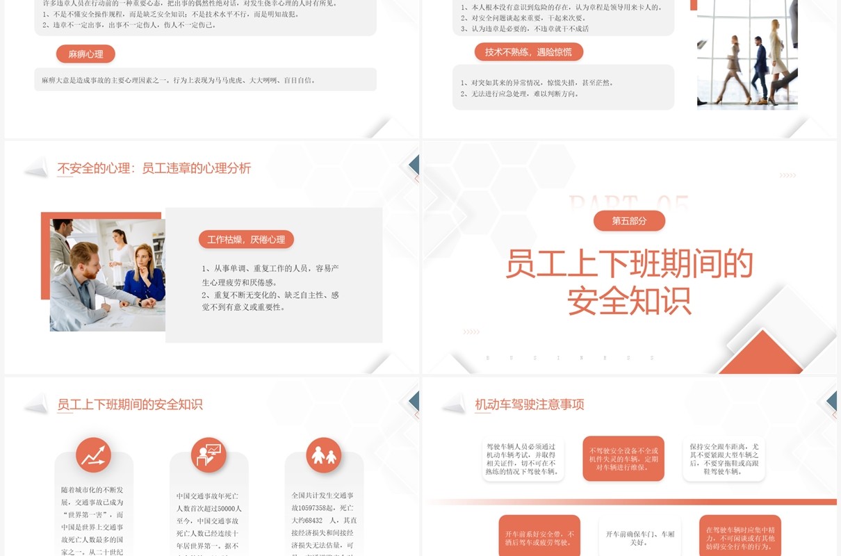 橙蓝简约风物业员工安全知识PPT模板