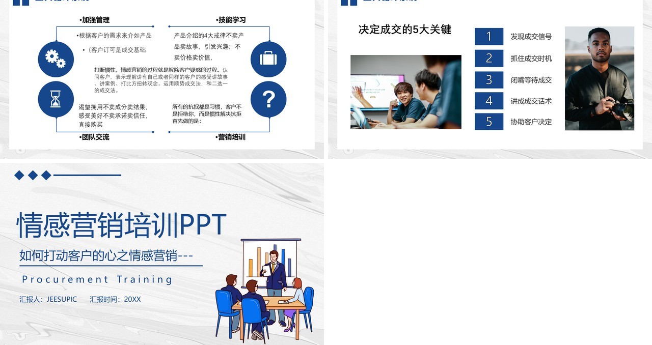 简约商务风公司员工情感营销培训如何打动客户的心PPT模板