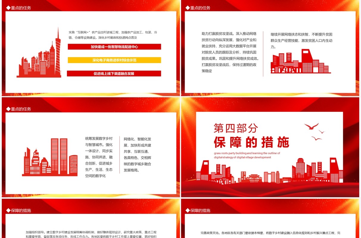 基层党建党课学习数字乡村发展战略纲要动态PPT模板