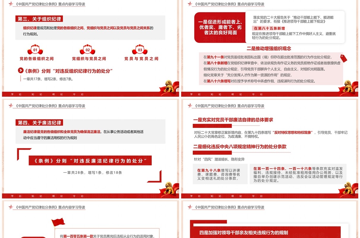 红色党政风学纪知纪明纪守纪党纪学习PPT模板