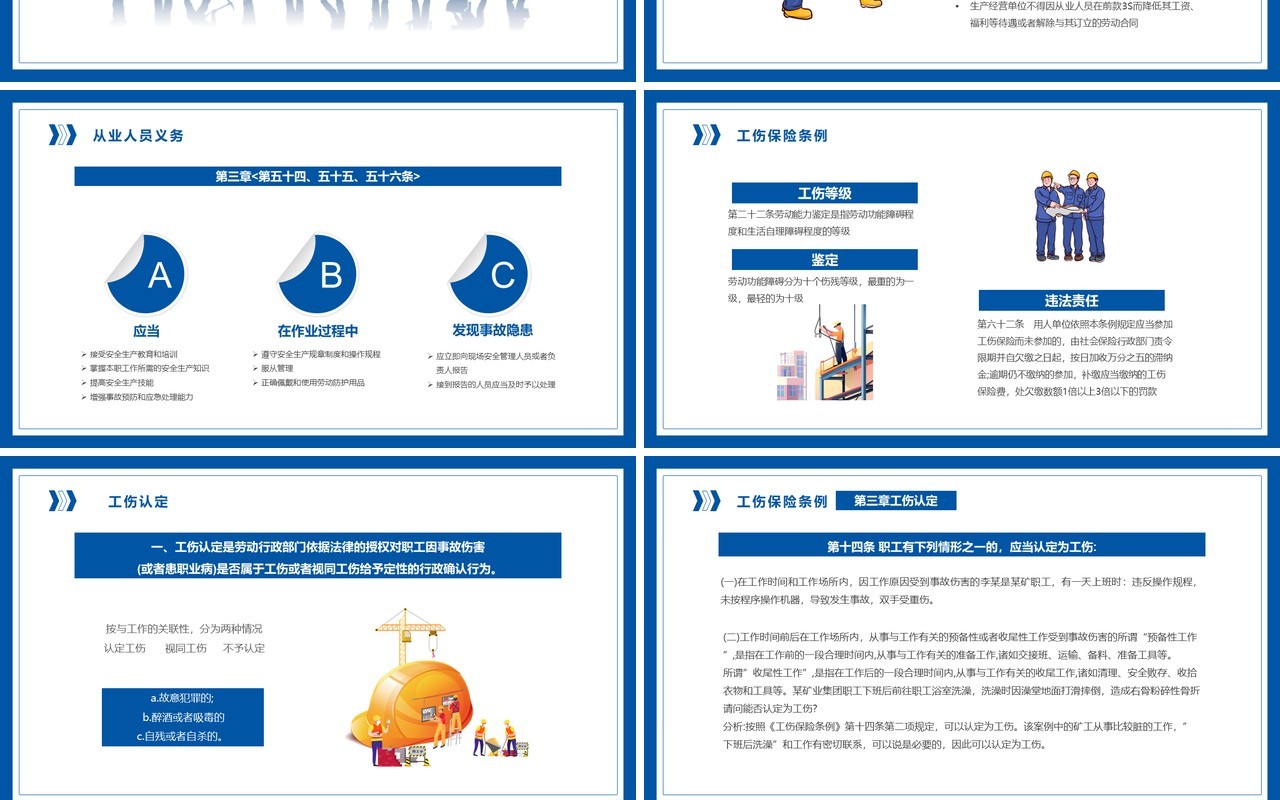 蓝色简约风工伤事故预防培训PPT模板
