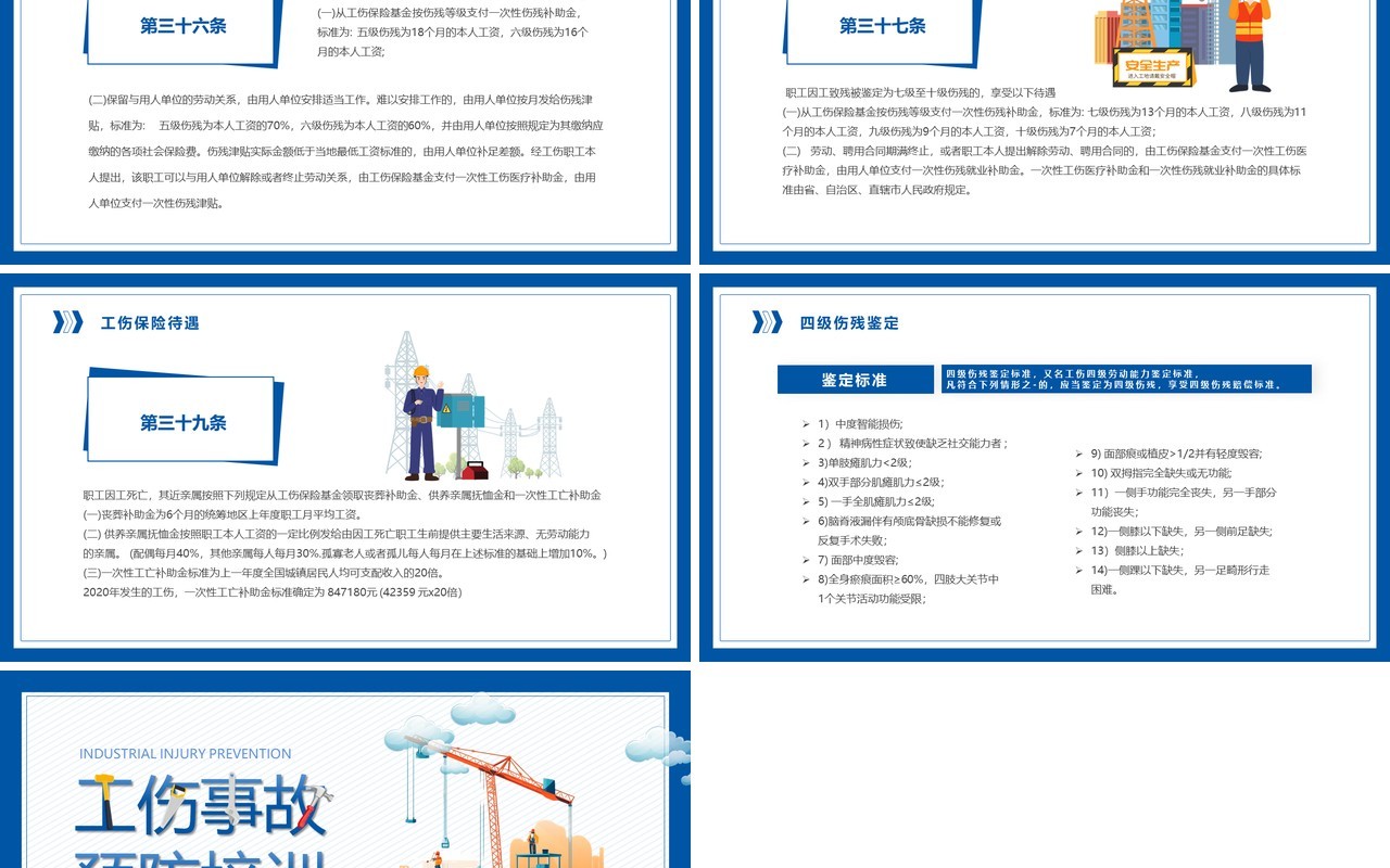 蓝色简约风工伤事故预防培训PPT模板