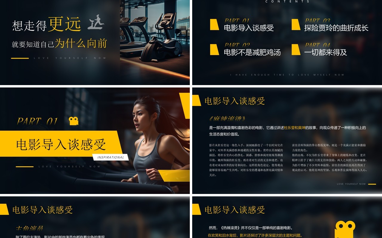 黄色简约风热辣人生滚烫梦想PPT模板