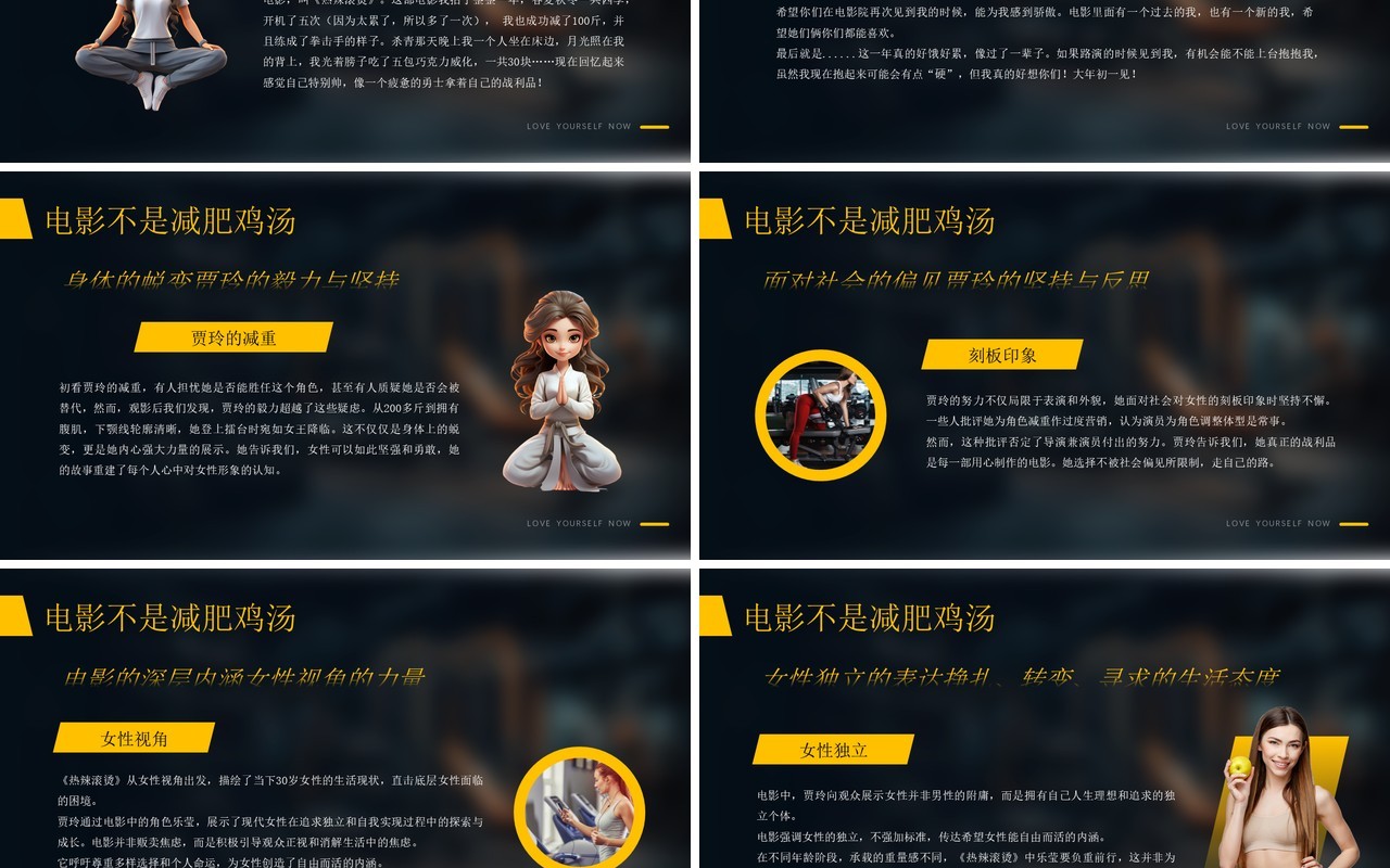 黄色简约风热辣人生滚烫梦想PPT模板