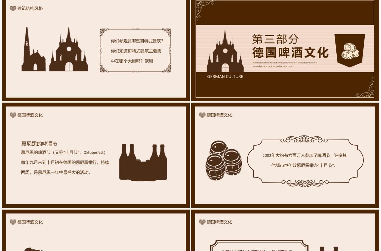 德国建筑文化慕尼黑啤酒节德国文化动态PPT模板