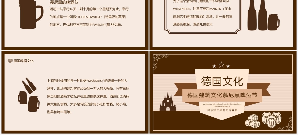 德国建筑文化慕尼黑啤酒节德国文化动态PPT模板
