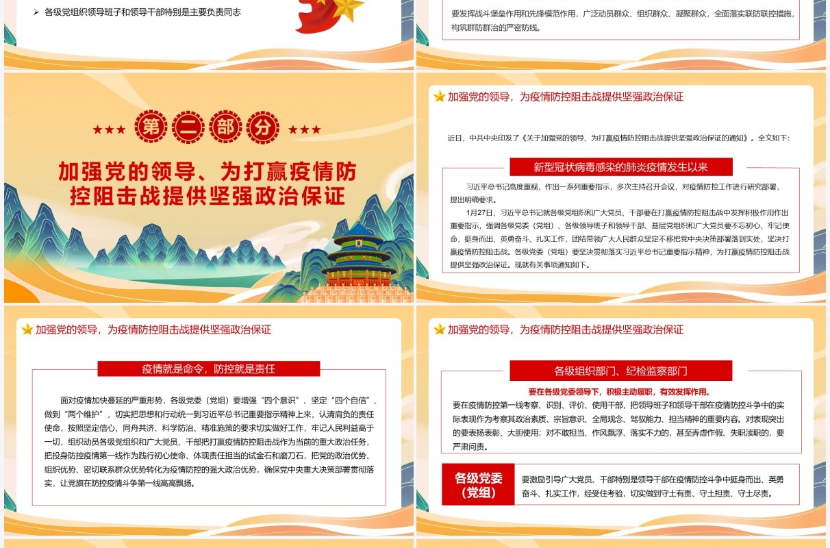 国潮风让党旗在防控疫情斗争第一线高高飘扬PPT模板