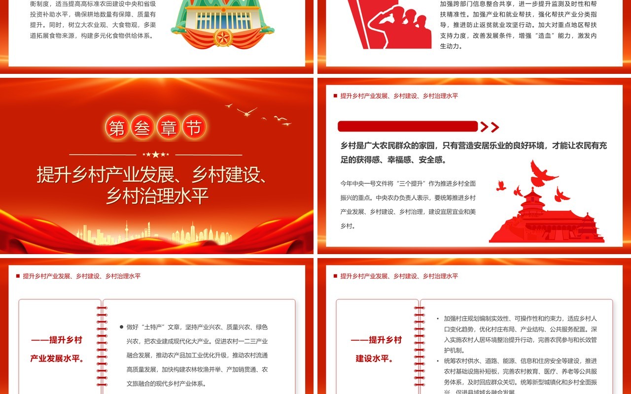 红色2024年中央一号重点文件解读PPT模板
