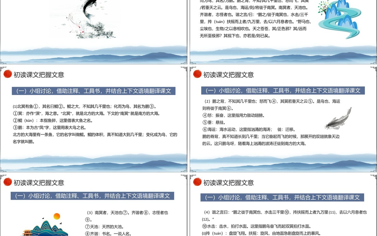 部编版八年级语文下册北冥有鱼课件PPT模板