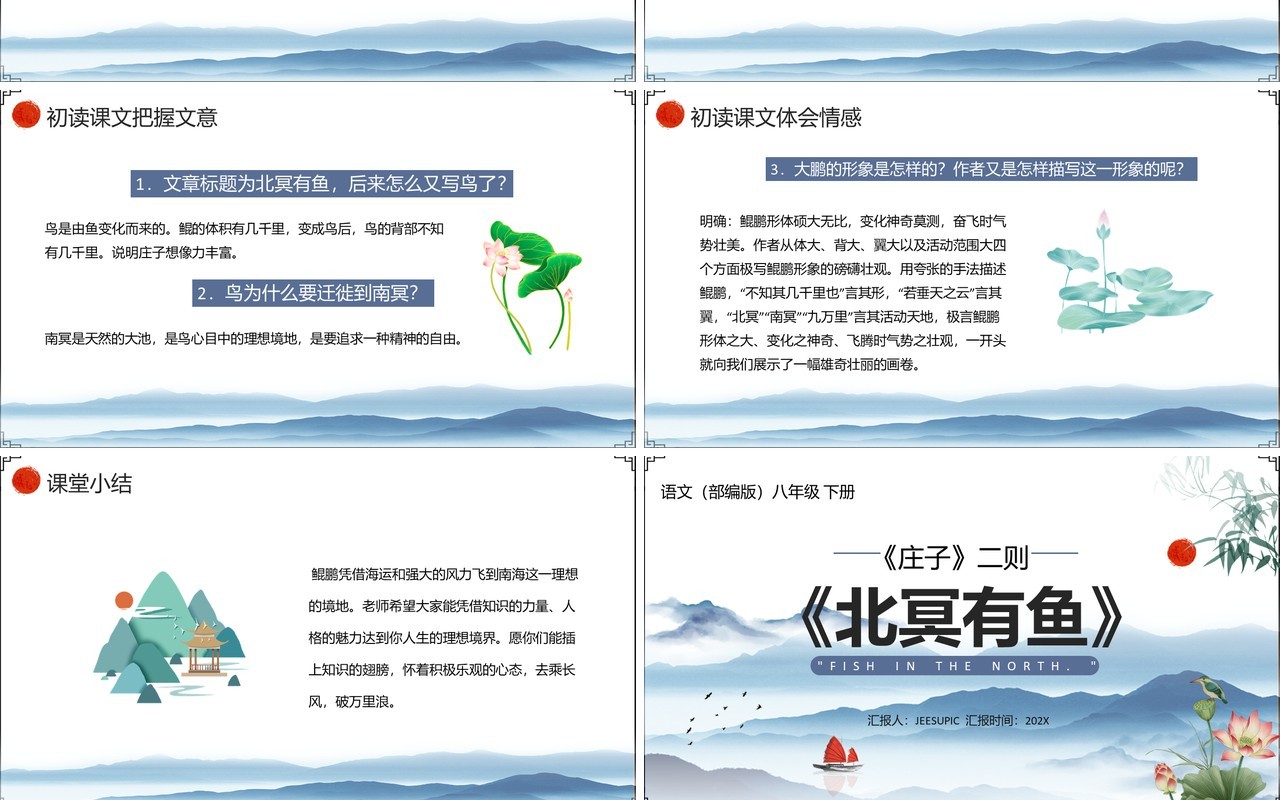 部编版八年级语文下册北冥有鱼课件PPT模板