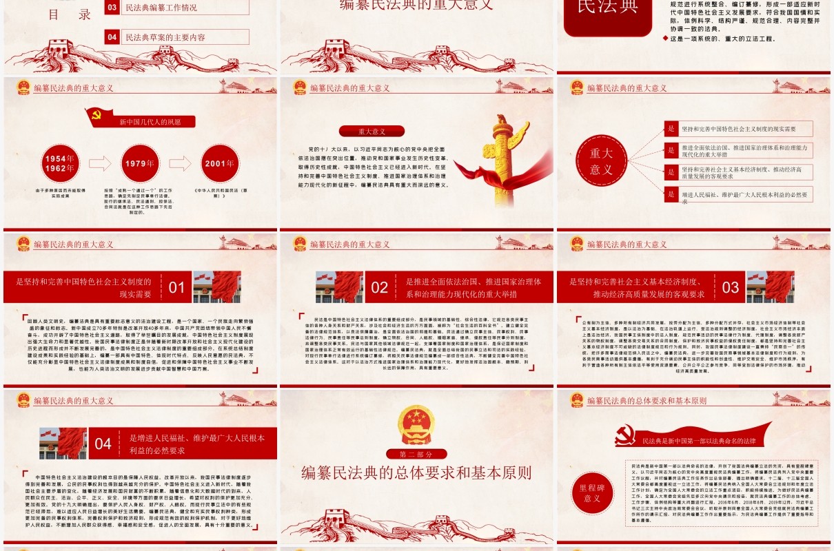 中华人民共和国民法典草案学习解读党政党建PPT模板