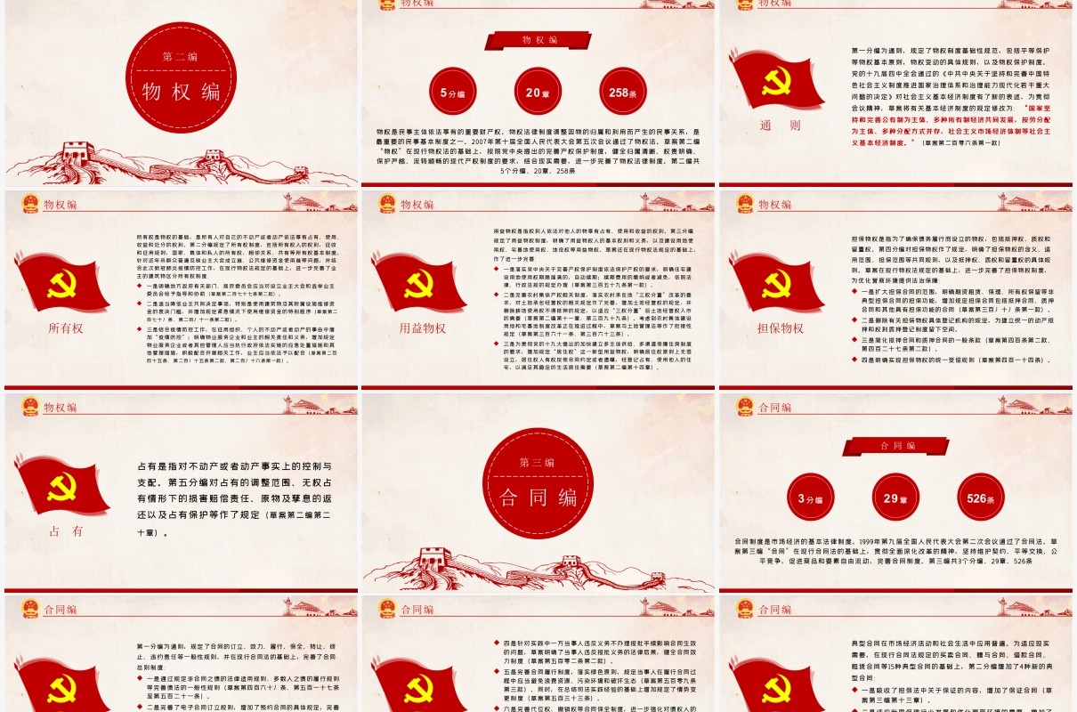 中华人民共和国民法典草案学习解读党政党建PPT模板