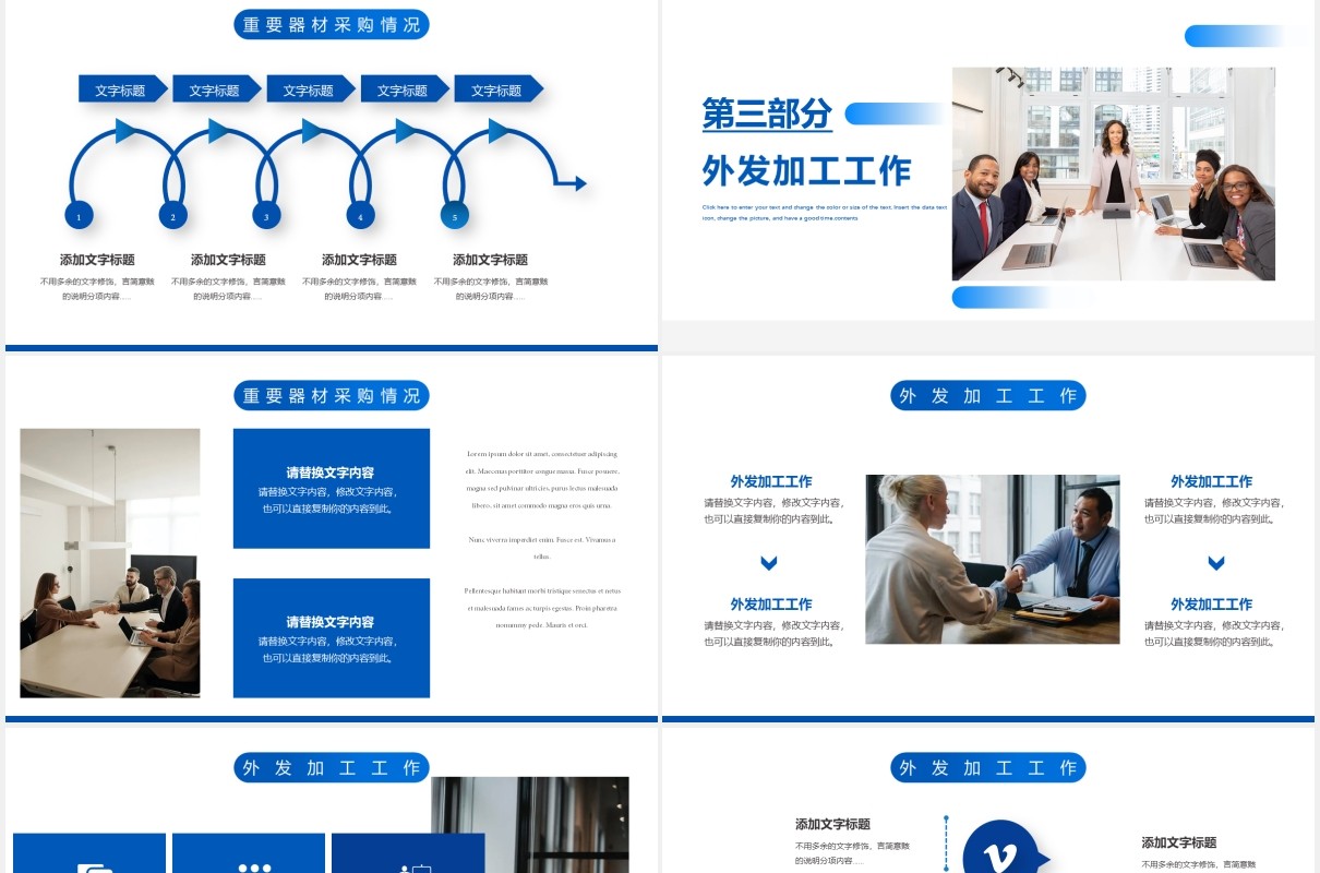 蓝色简约风公司采购部年终工作总结计划汇报PPT模板