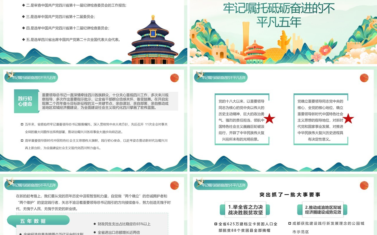绿色国潮四川省第十二次代表大会报告PPT模板